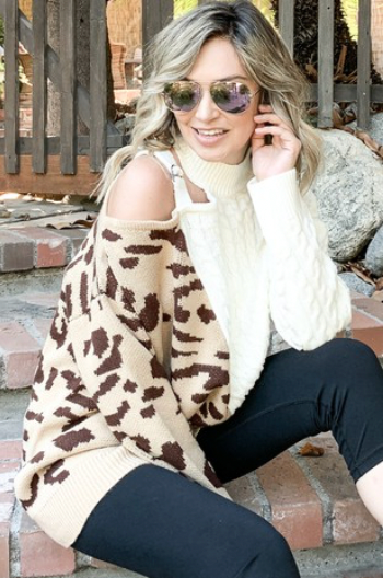 White on sale cheetah sweater